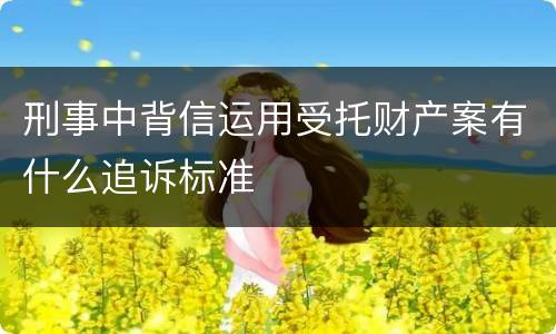 刑事中背信运用受托财产案有什么追诉标准