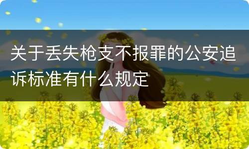 关于丢失枪支不报罪的公安追诉标准有什么规定