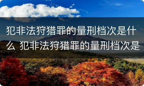 犯非法狩猎罪的量刑档次是什么 犯非法狩猎罪的量刑档次是什么级别
