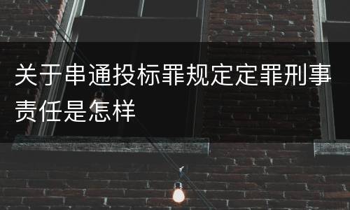 关于串通投标罪规定定罪刑事责任是怎样