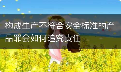 构成生产不符合安全标准的产品罪会如何追究责任