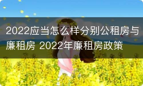 2022应当怎么样分别公租房与廉租房 2022年廉租房政策