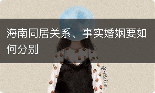 海南同居关系、事实婚姻要如何分别