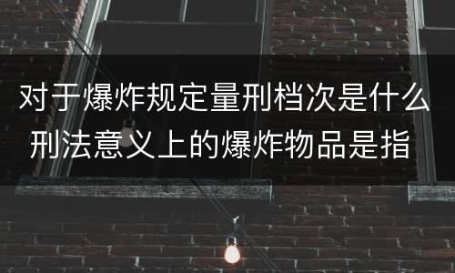 对于爆炸规定量刑档次是什么 刑法意义上的爆炸物品是指