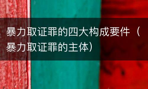 暴力取证罪的四大构成要件（暴力取证罪的主体）