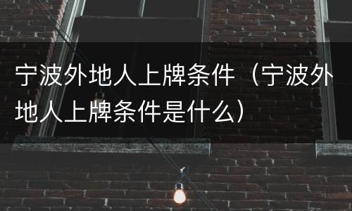 宁波外地人上牌条件（宁波外地人上牌条件是什么）