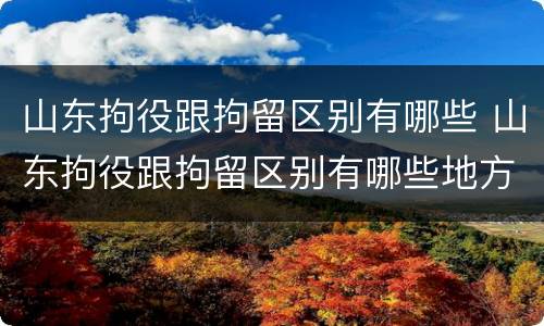 山东拘役跟拘留区别有哪些 山东拘役跟拘留区别有哪些地方