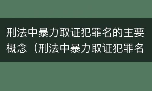 刑法中暴力取证犯罪名的主要概念（刑法中暴力取证犯罪名的主要概念是什么）