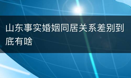 山东事实婚姻同居关系差别到底有啥