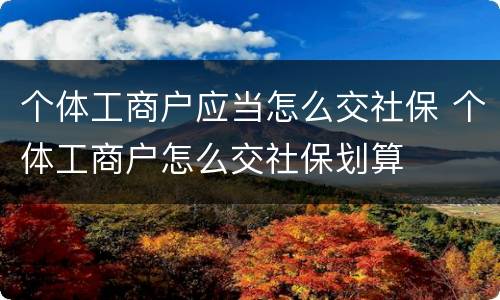 个体工商户应当怎么交社保 个体工商户怎么交社保划算