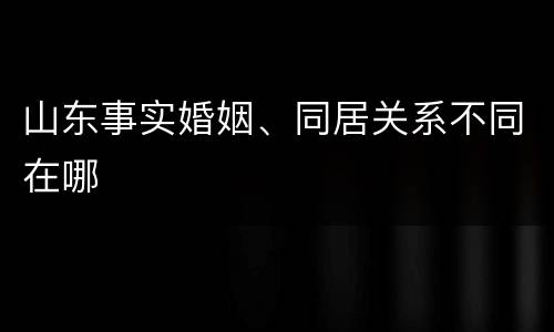 山东事实婚姻、同居关系不同在哪