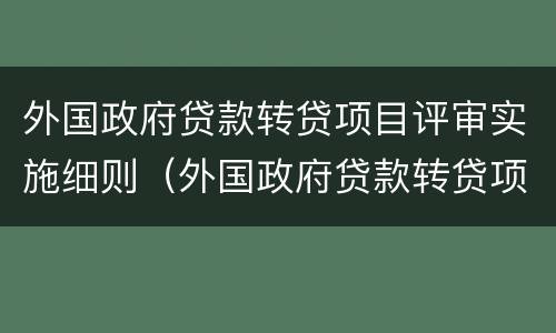 外国政府贷款转贷项目评审实施细则（外国政府贷款转贷项目评审实施细则）