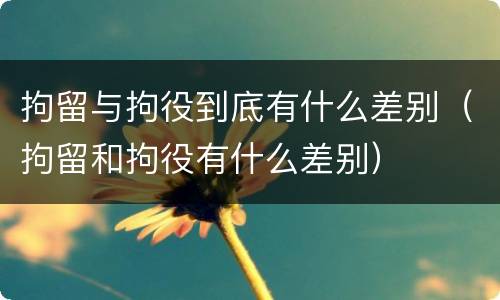 拘留与拘役到底有什么差别（拘留和拘役有什么差别）
