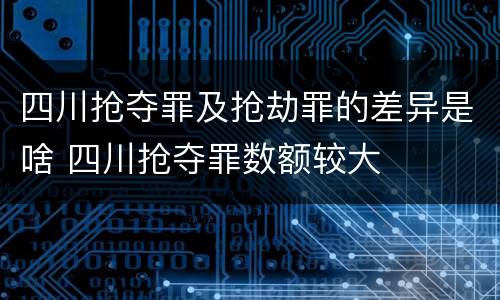 四川抢夺罪及抢劫罪的差异是啥 四川抢夺罪数额较大