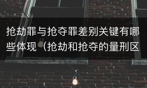 抢劫罪与抢夺罪差别关键有哪些体现（抢劫和抢夺的量刑区别）