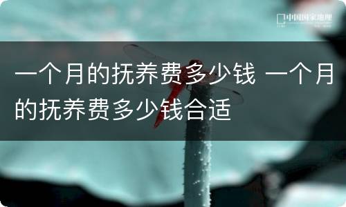 一个月的抚养费多少钱 一个月的抚养费多少钱合适