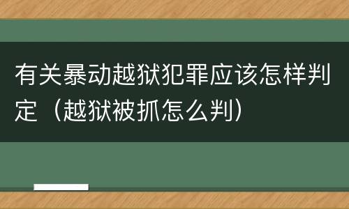 有关暴动越狱犯罪应该怎样判定（越狱被抓怎么判）
