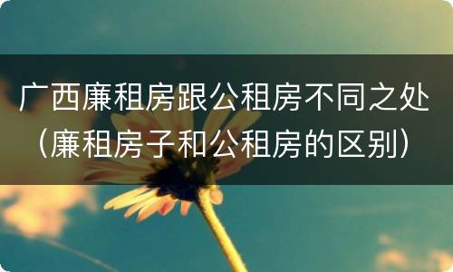 广西廉租房跟公租房不同之处（廉租房子和公租房的区别）