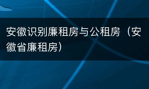 安徽识别廉租房与公租房（安徽省廉租房）
