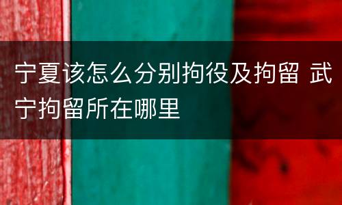 宁夏该怎么分别拘役及拘留 武宁拘留所在哪里