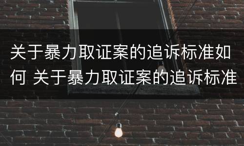 关于暴力取证案的追诉标准如何 关于暴力取证案的追诉标准如何制定