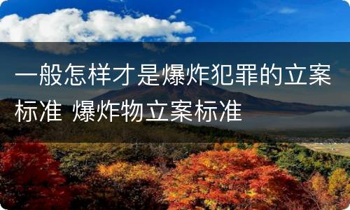 一般怎样才是爆炸犯罪的立案标准 爆炸物立案标准