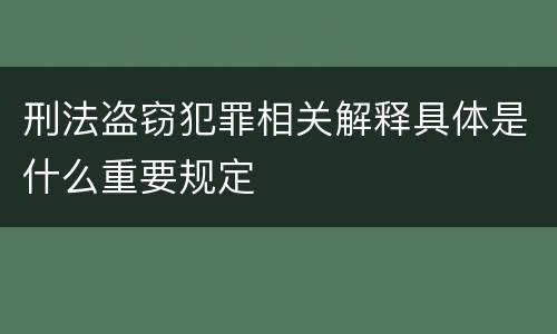 刑法盗窃犯罪相关解释具体是什么重要规定