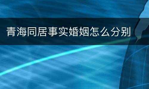 青海同居事实婚姻怎么分别