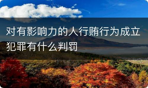 对有影响力的人行贿行为成立犯罪有什么判罚