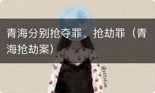 青海分别抢夺罪、抢劫罪（青海抢劫案）