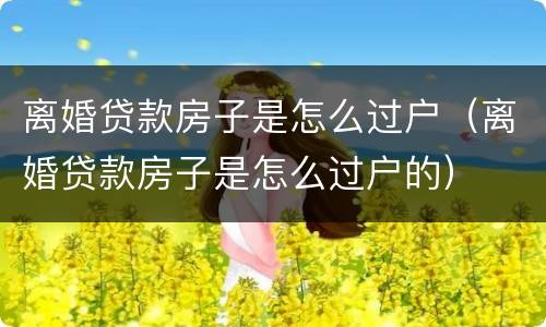 离婚贷款房子是怎么过户（离婚贷款房子是怎么过户的）