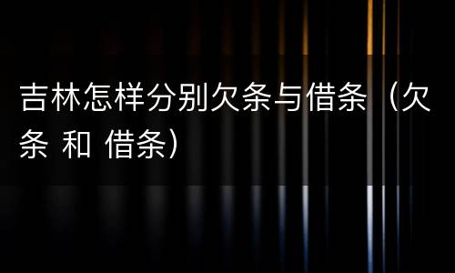 吉林怎样分别欠条与借条（欠条 和 借条）