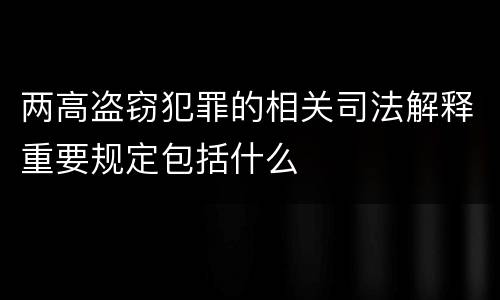 两高盗窃犯罪的相关司法解释重要规定包括什么