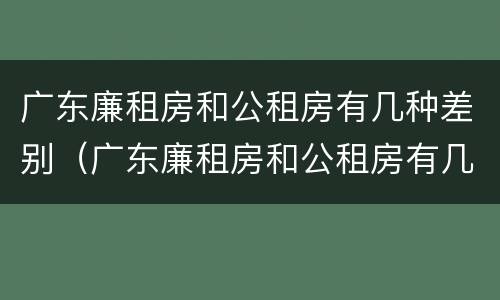 广东廉租房和公租房有几种差别（广东廉租房和公租房有几种差别在哪里）