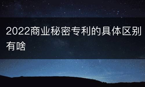 2022商业秘密专利的具体区别有啥