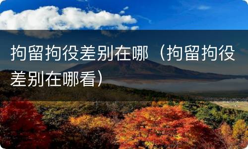 拘留拘役差别在哪（拘留拘役差别在哪看）