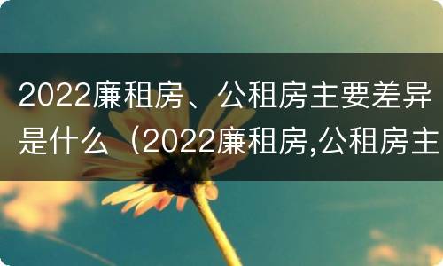 2022廉租房、公租房主要差异是什么（2022廉租房,公租房主要差异是什么呢）