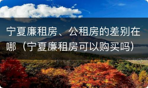 宁夏廉租房、公租房的差别在哪（宁夏廉租房可以购买吗）