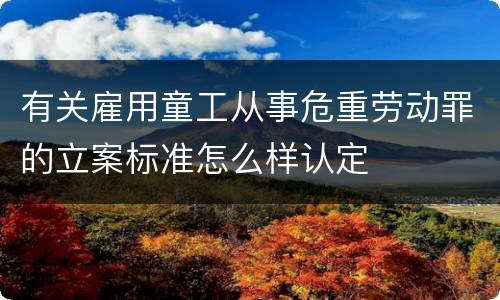 有关雇用童工从事危重劳动罪的立案标准怎么样认定