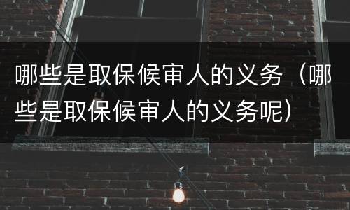 哪些是取保候审人的义务（哪些是取保候审人的义务呢）