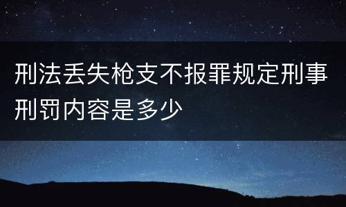 刑法丢失枪支不报罪规定刑事刑罚内容是多少