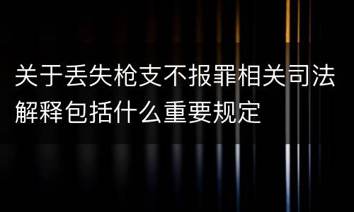 关于丢失枪支不报罪相关司法解释包括什么重要规定