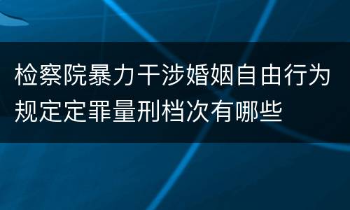 检察院暴力干涉婚姻自由行为规定定罪量刑档次有哪些