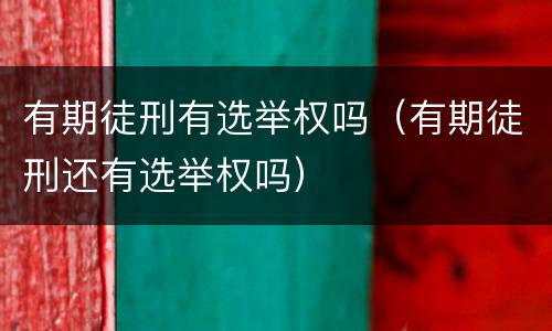 有期徒刑有选举权吗（有期徒刑还有选举权吗）