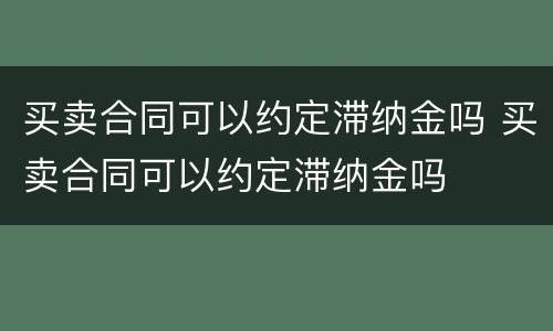 买卖合同可以约定滞纳金吗 买卖合同可以约定滞纳金吗