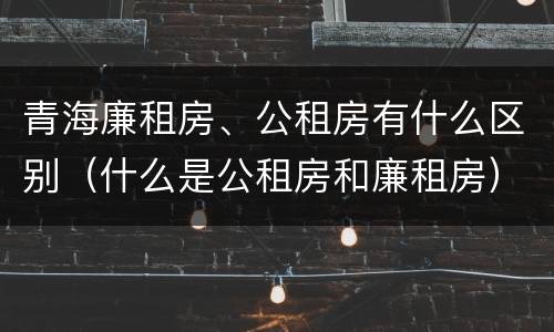 青海廉租房、公租房有什么区别（什么是公租房和廉租房）
