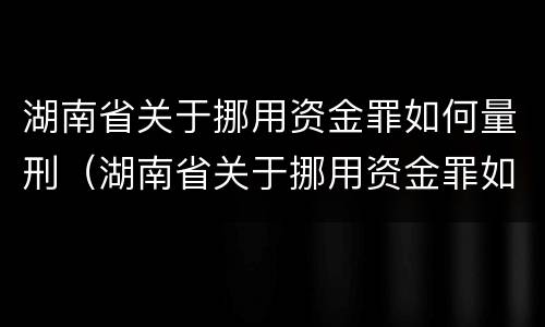 湖南省关于挪用资金罪如何量刑（湖南省关于挪用资金罪如何量刑的规定）