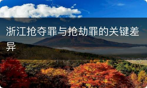 浙江抢夺罪与抢劫罪的关键差异