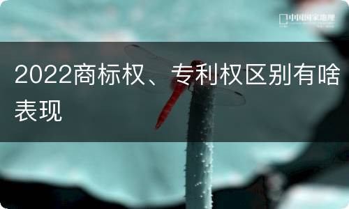 2022商标权、专利权区别有啥表现