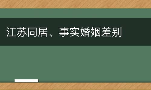 江苏同居、事实婚姻差别